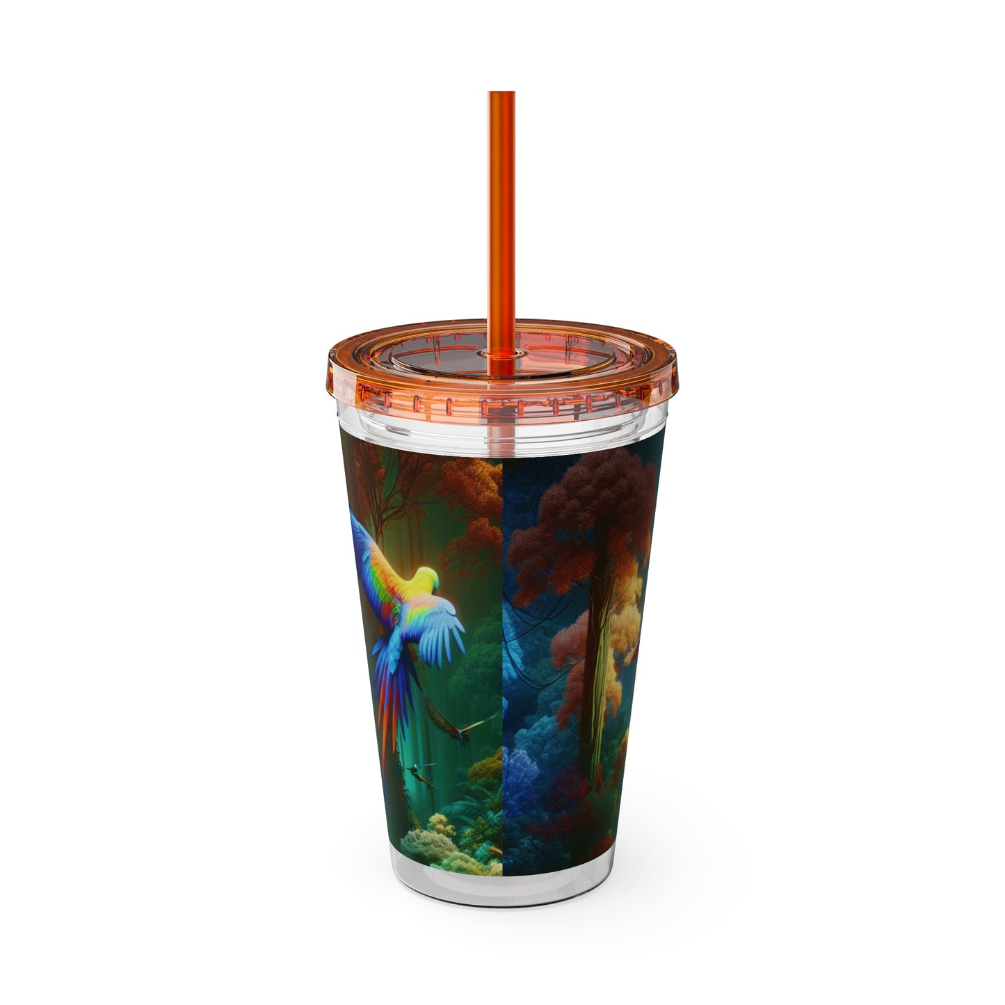 Tropical Tumbler with Straw | 16oz Colorful Travel Cup / Flight School