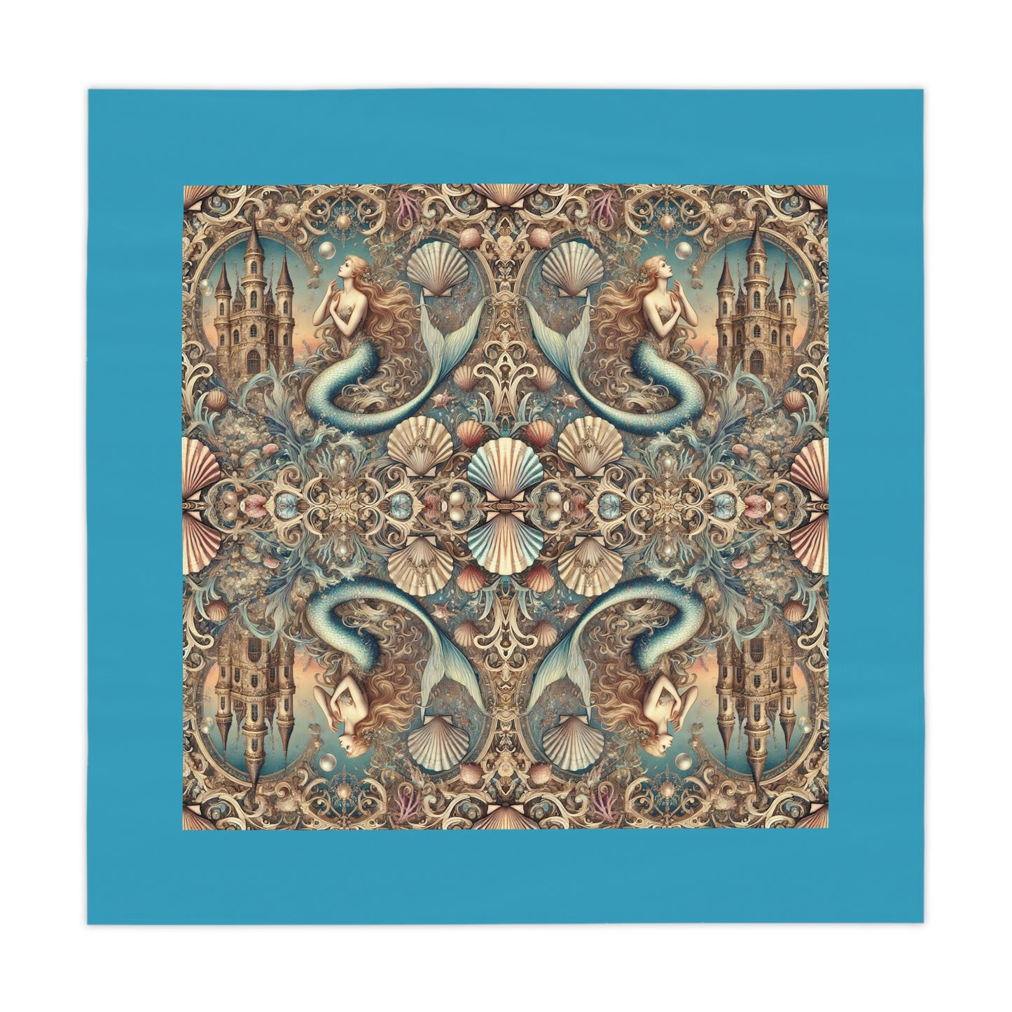 Kaleido Mermaid/Turquoise Tablecloth, 55" x 55"