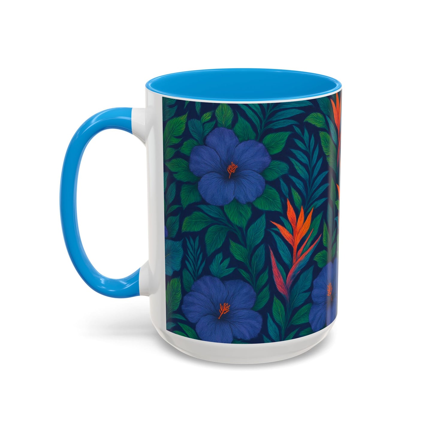 Vibrant Floral Coffee Mug - 11oz & 15oz / Midnight Flower Coral