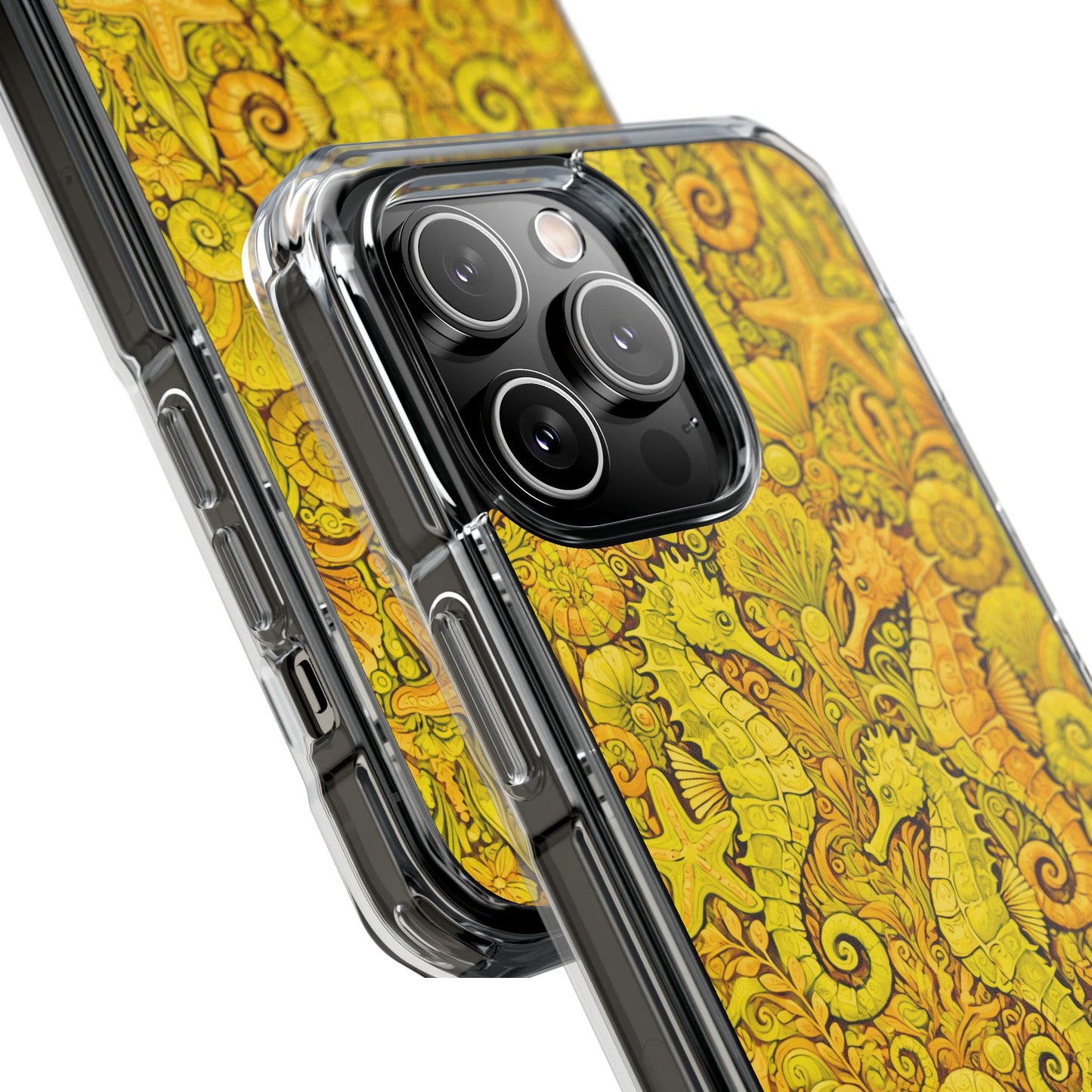 Seahorses/Yellow Magnetic Clear Phone Case, Many Models