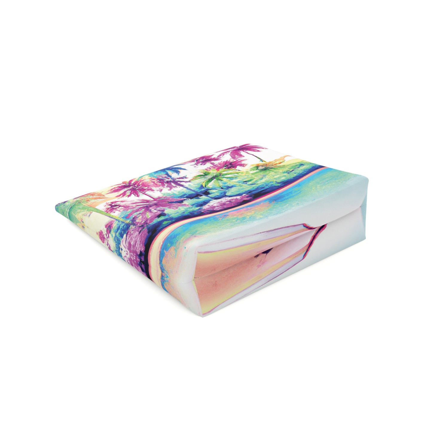 Tropical Cotton Cosmetic Bag, Makeup Pouch, 5 Sizes / Watercolor Beach