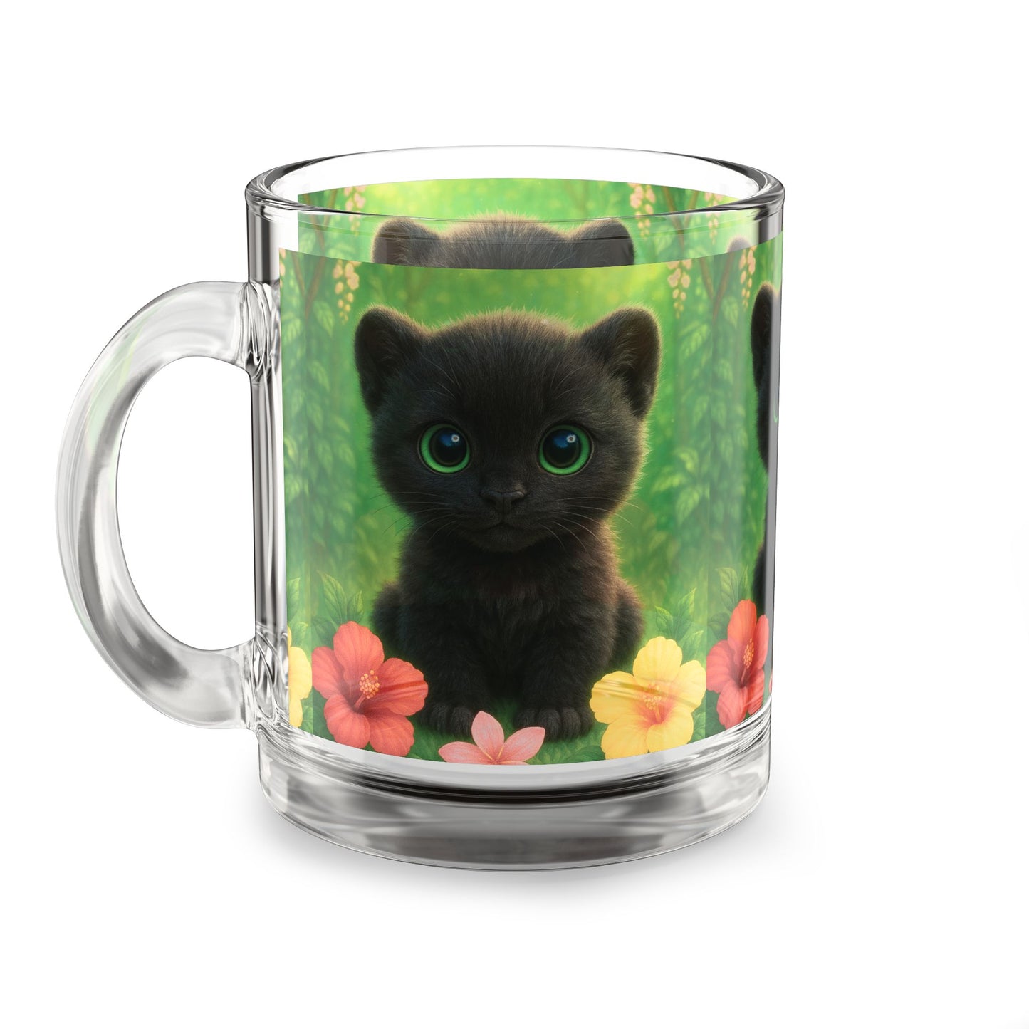 Baby Black Panther Glass Mug - 10oz, Perfect for Rainforest Lovers