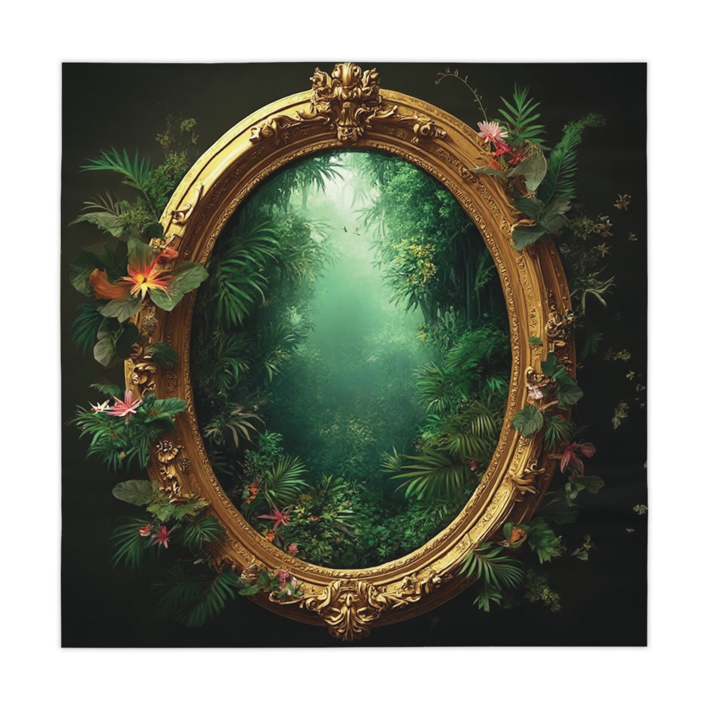 Golden Portal to Paradise Tablecloth, 55" x 55"