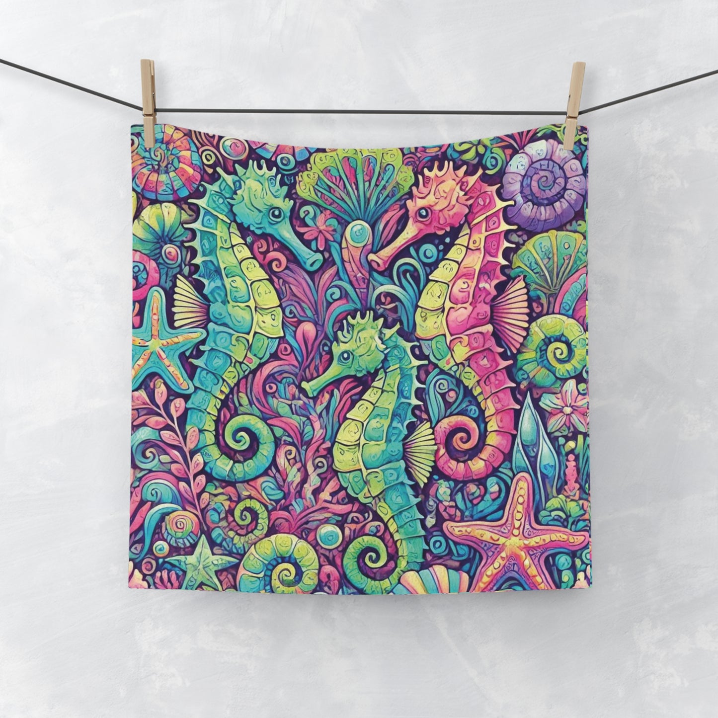 Face Towel - Seahorse Trio