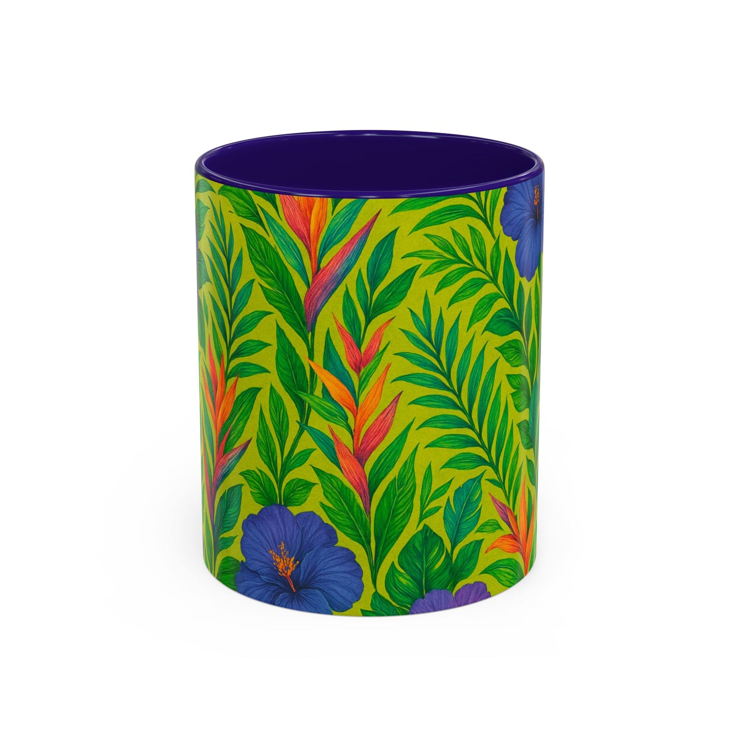 Vibrant Floral Coffee Mug - 11oz & 15oz / Midnight Flower Lime