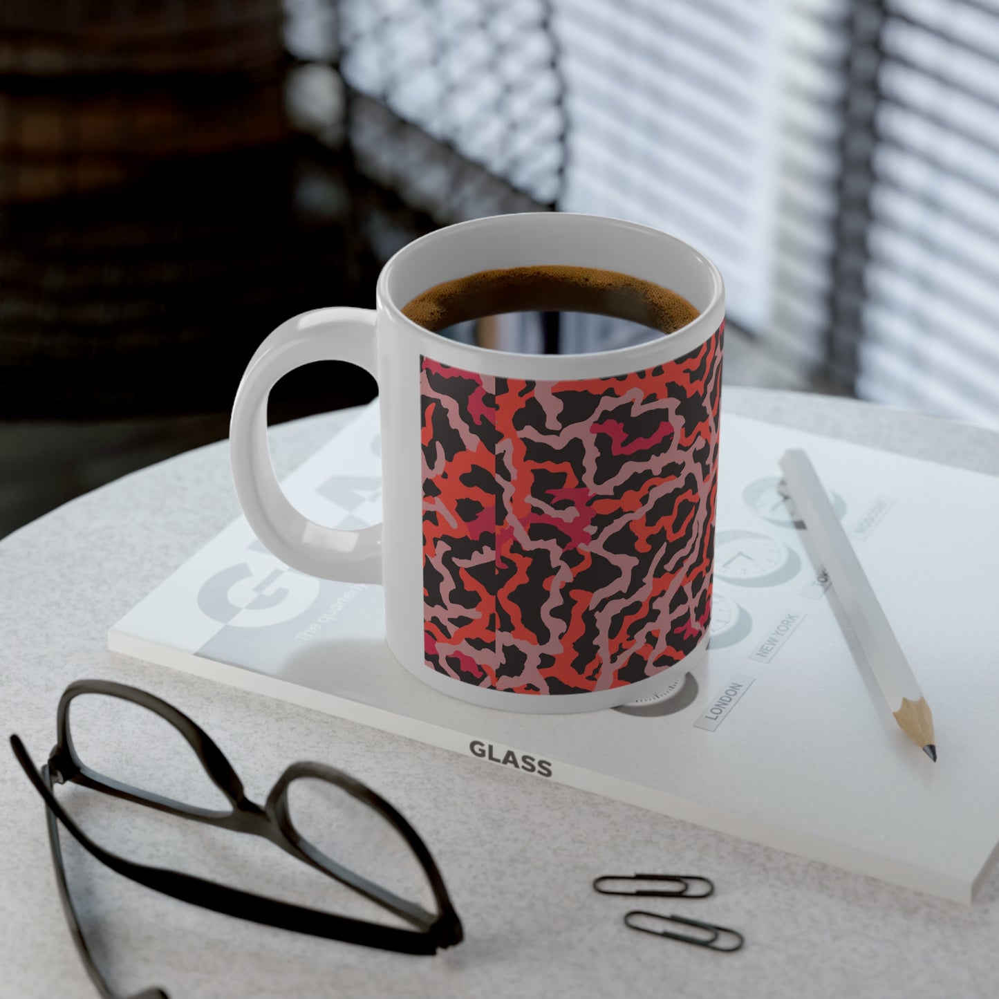 Jumbo Mug, 20oz, Coral Threads Red | Tropical Coffee Cup