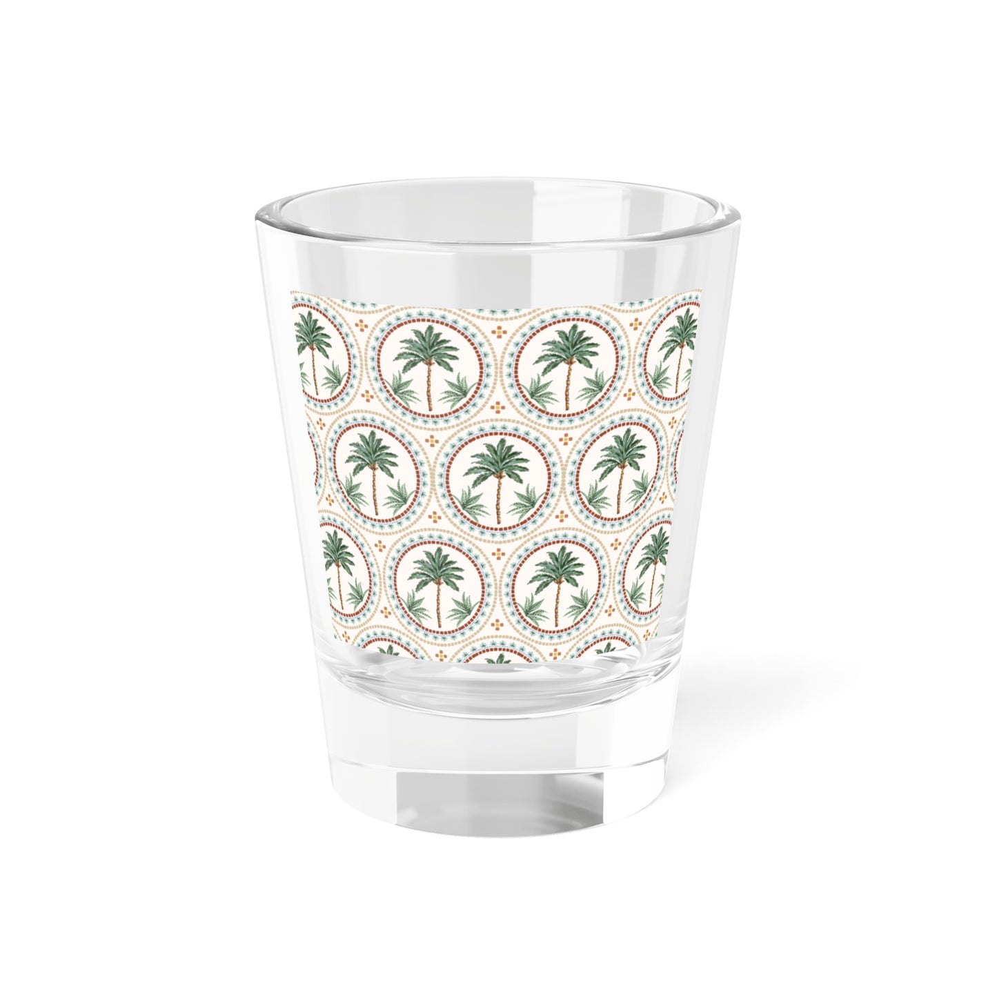 Clear Shot Glass, 1.5oz - Mosaic Palm Tree