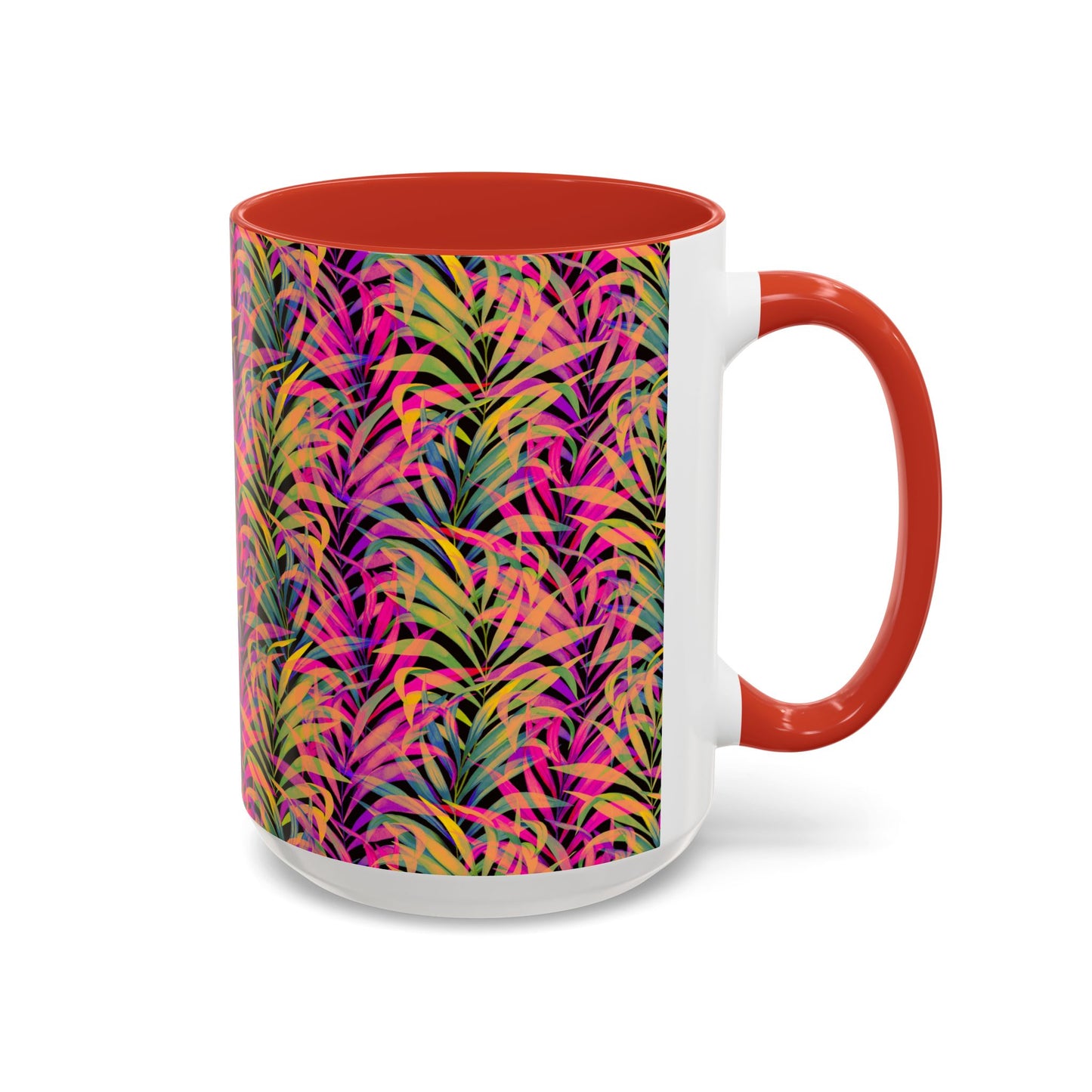 Accent Coffee Mug (11, 15oz), Rainbow Fronds / Various Colors