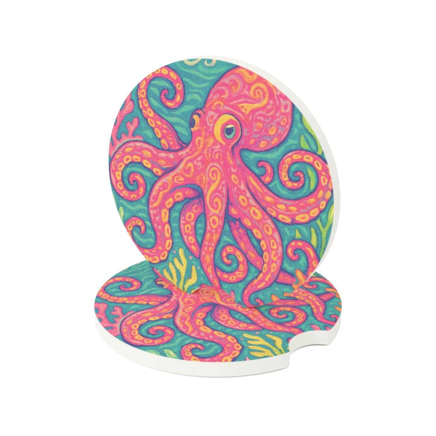 Soapstone Car Coaster - Red Kraken Joe