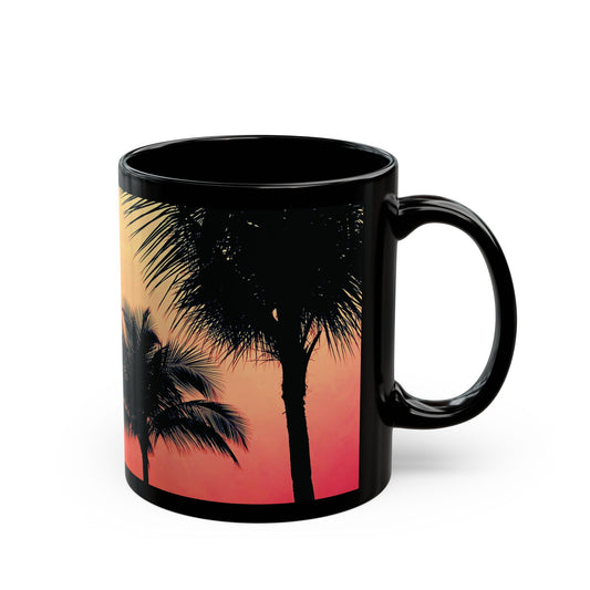 Black Coffee Mug - Palm Glow Orange