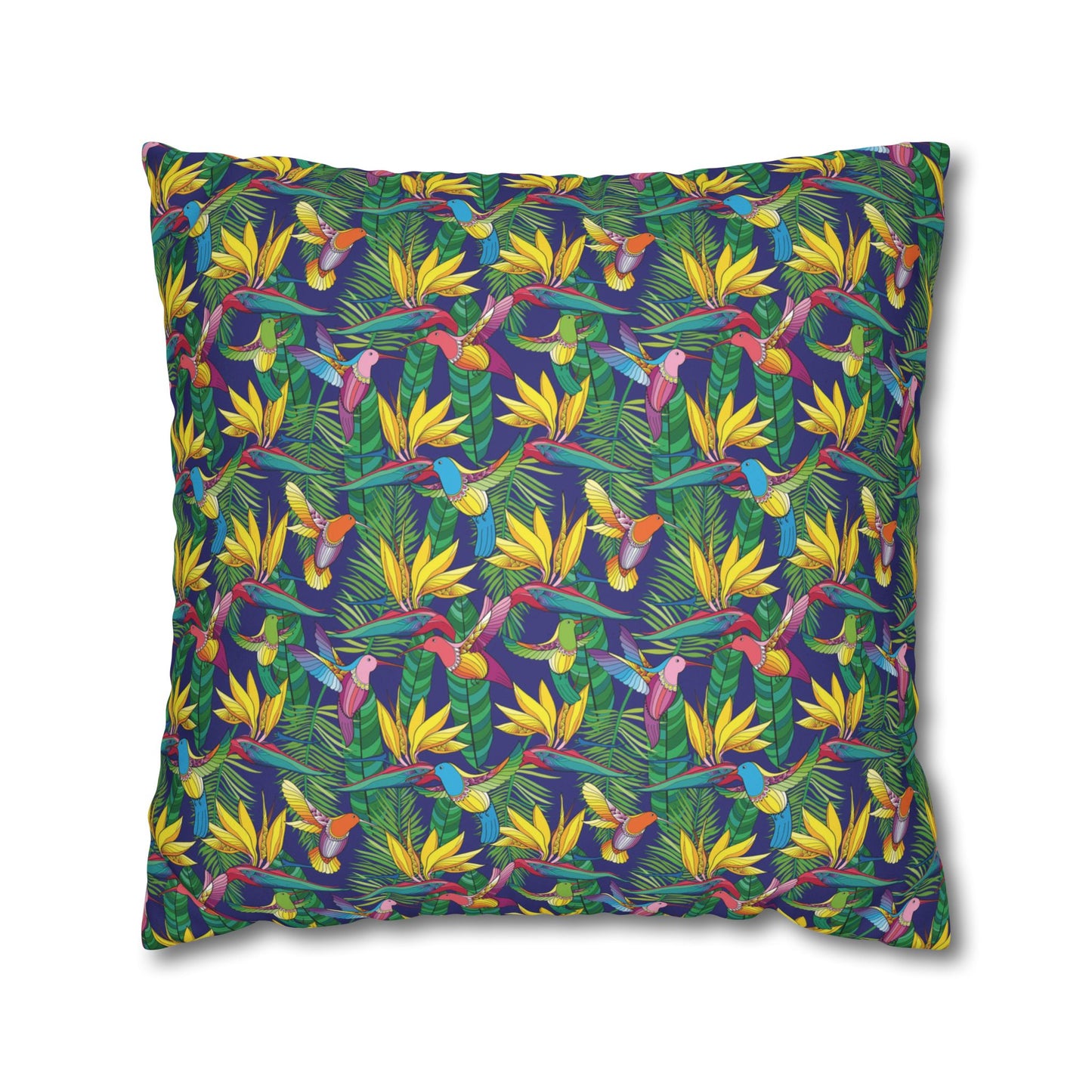 Faux Suede Square Pillowcase - Bird of Paradise Toile