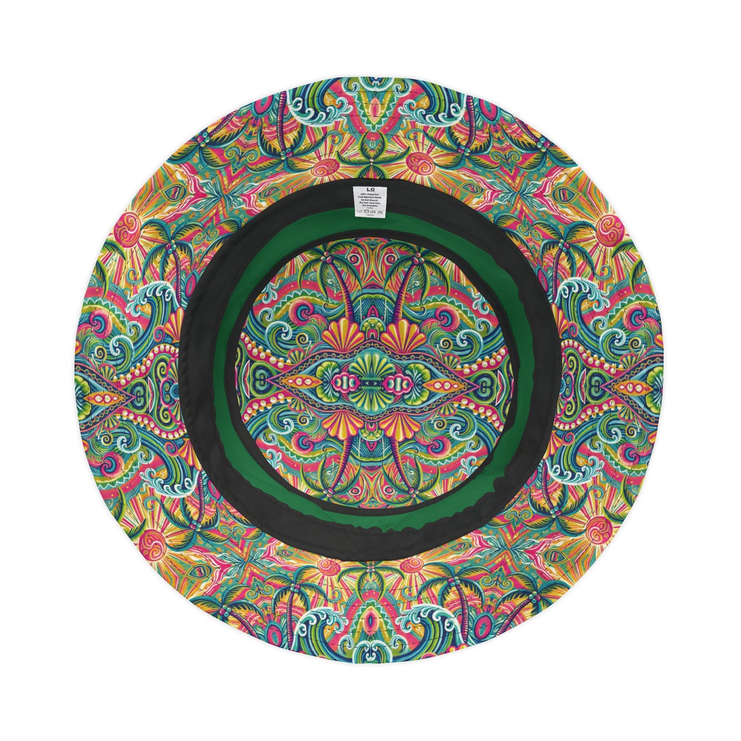 Tropical Polyester Bucket Hat, 2 Sizes - Kaleido Bay/Green