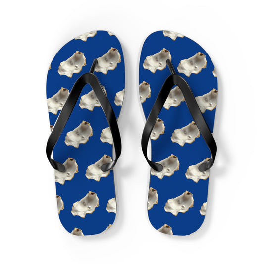 Flip Flops - White Pearl Oyster, dark blue