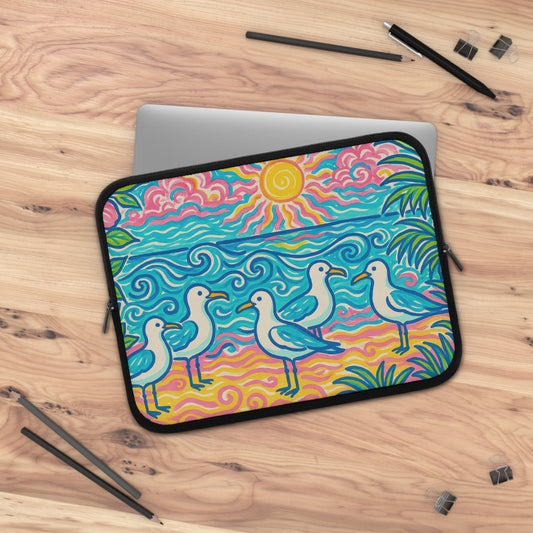 Tropical Laptop Sleeve, 5 Sizes - Perfect for Ocean Lovers & Students / Beach Seagulls