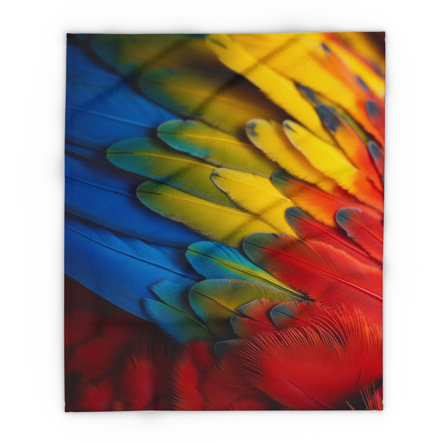 Macaw Parrot Feathers Fleece Blanket - Colorful Tropical Design