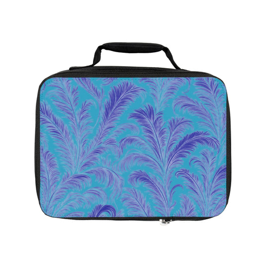 Rocco Palms/Navy and Turquoise Lunch Bag - Eco-Friendly Insulated Tote, Adult and Child Lunchbox / Perfect for Picnics, Beach Outings