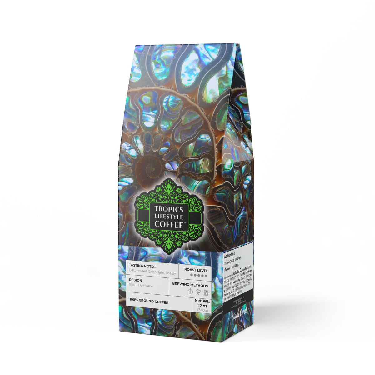 Black Coral Blend™ (Dark French Roast) Specialty Grade Craft Coffee / Ammonite and Abalone