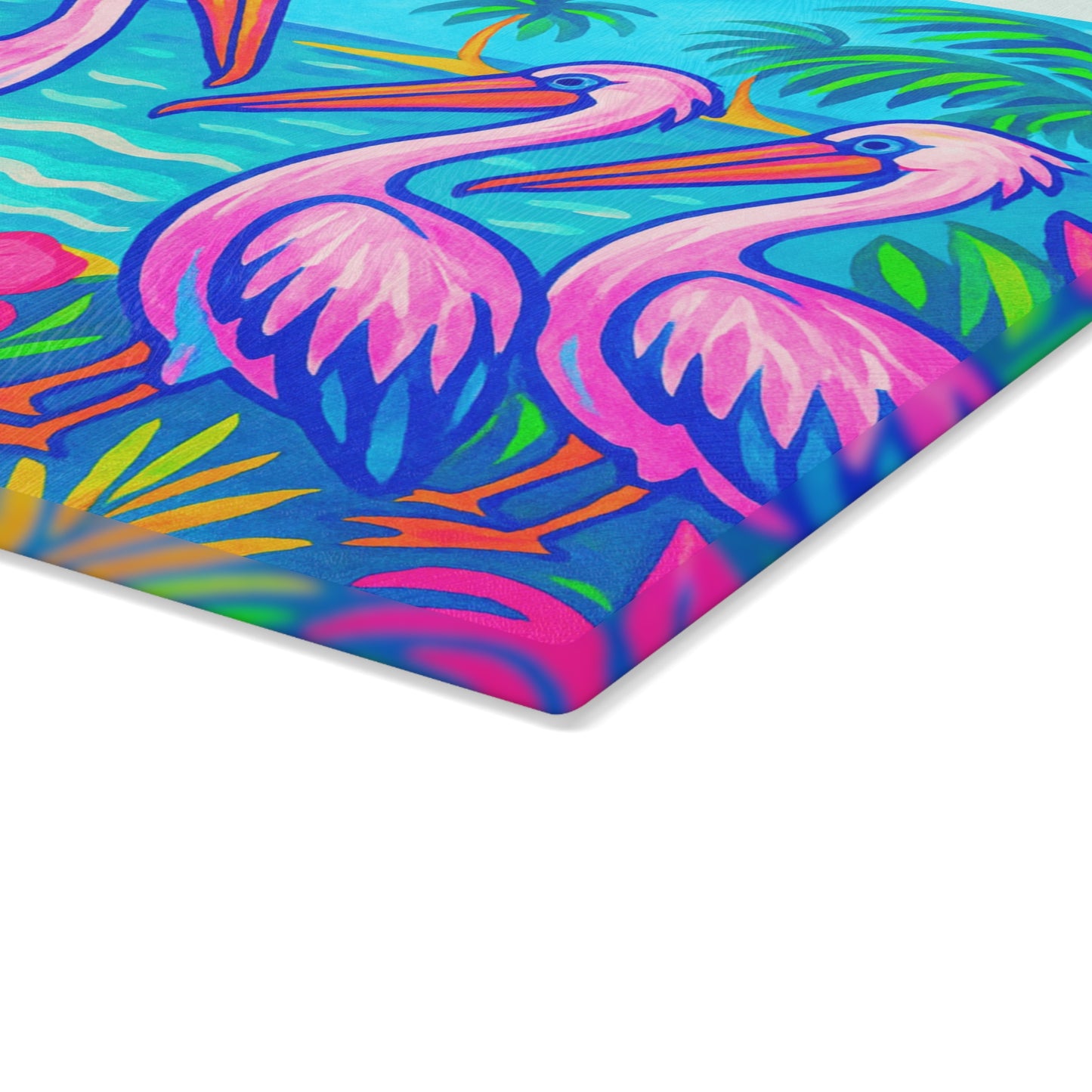 Glass Cutting Board, 2 sizes - Beach Pelican Party