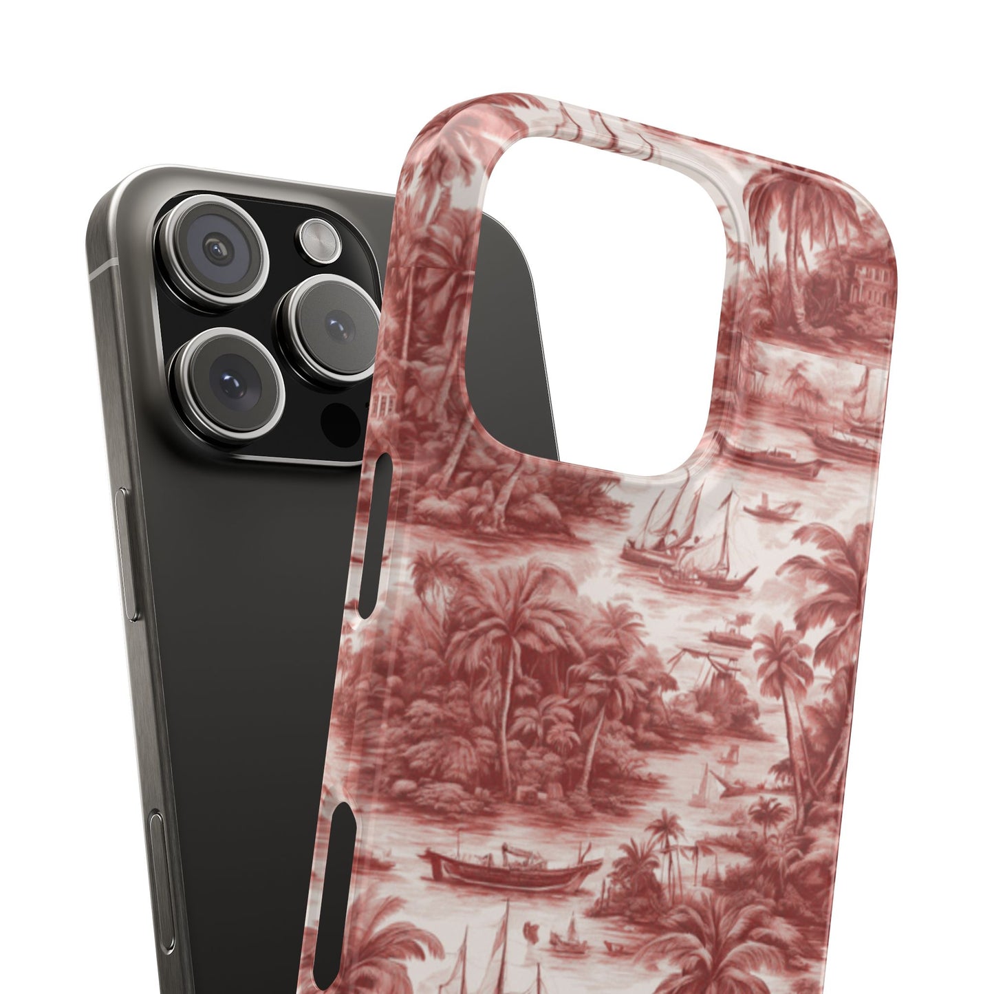 Slim Phone Cases - Tropical Toile #1, russet