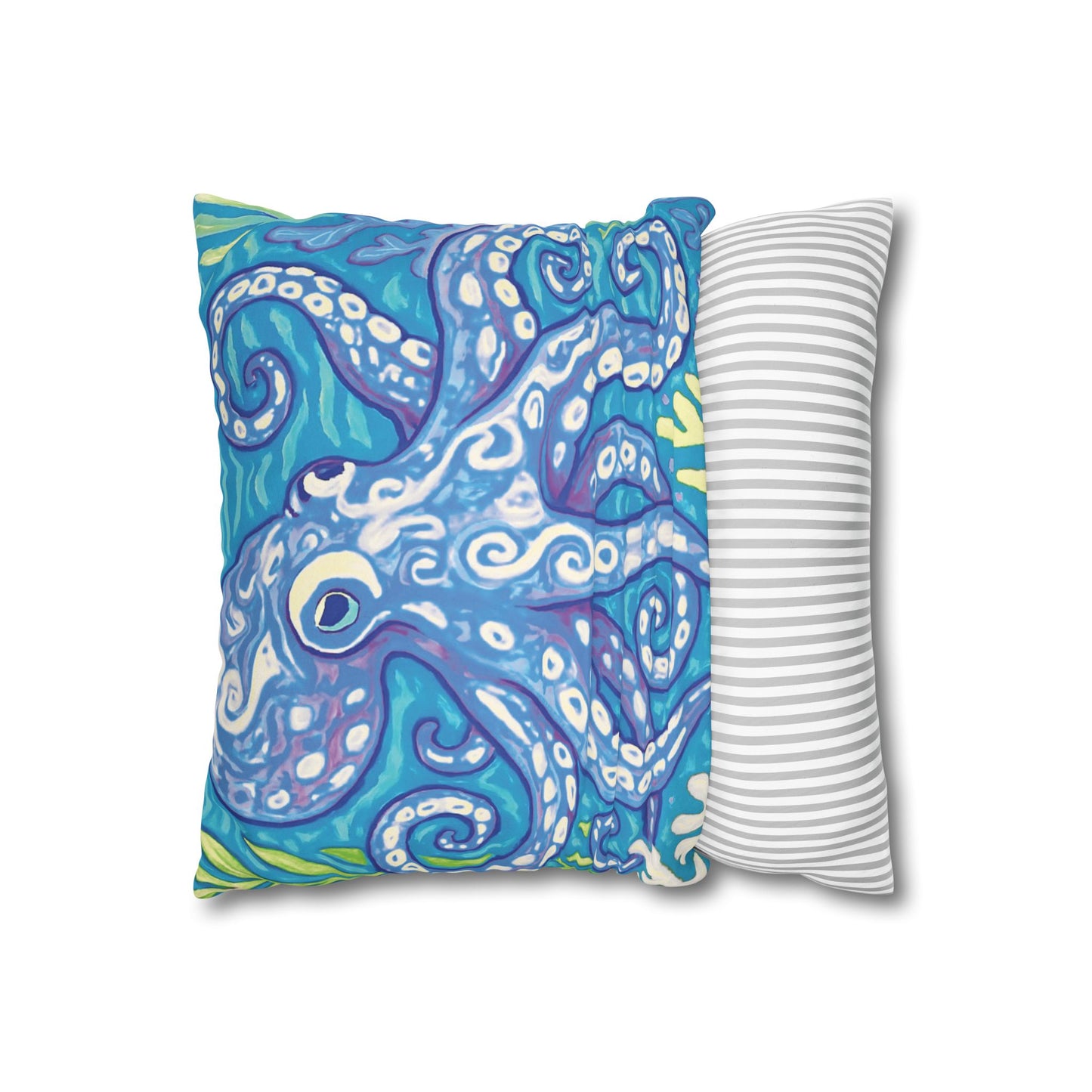 Faux Suede Square Pillowcase - Blue Kraken Joe