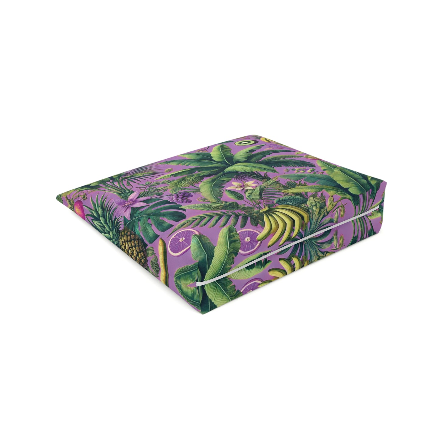 Tropical Cotton Cosmetic Bag - Makeup Pouch, 5 Sizes / More Tropical Fruit, Deep Lilac