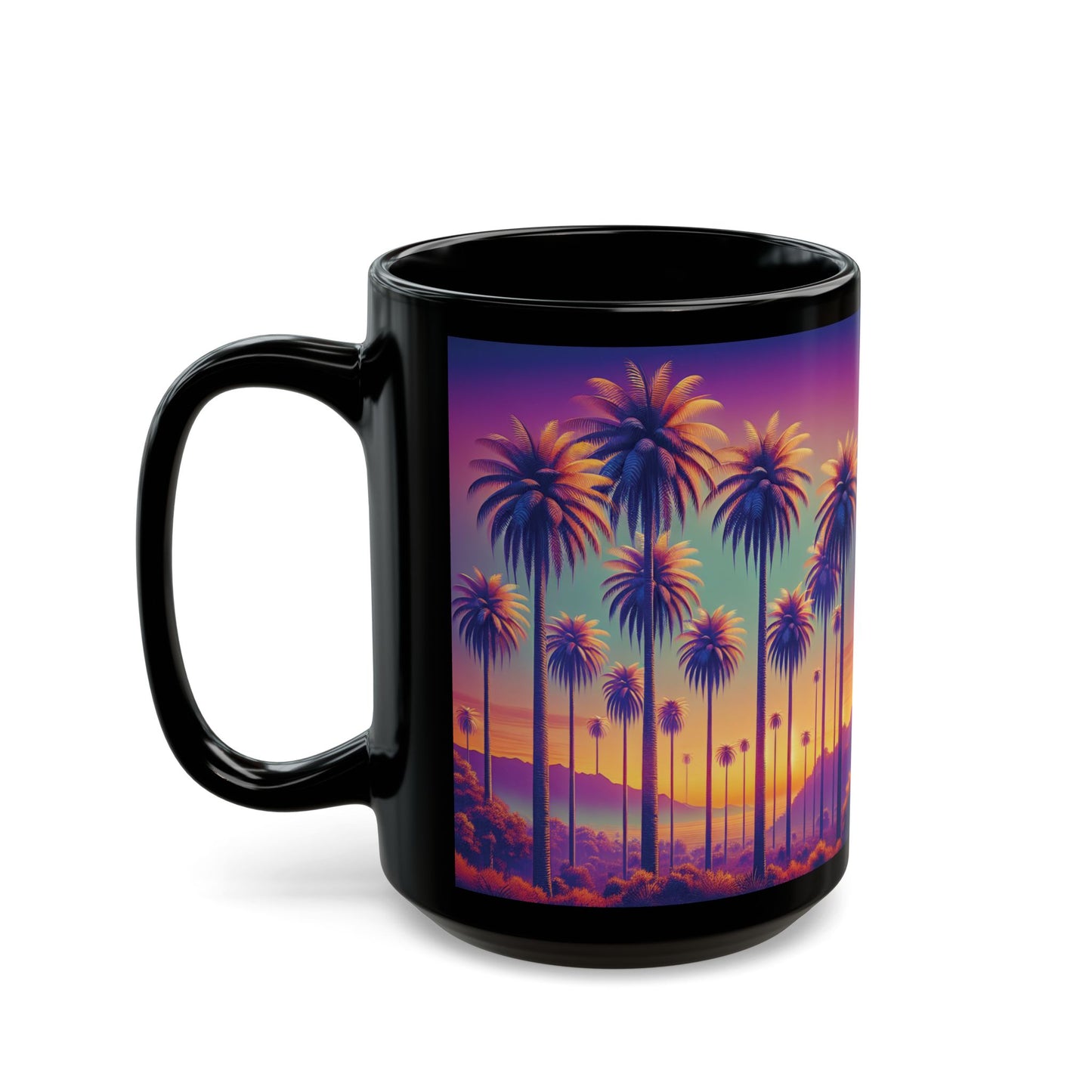 Black Coffee Mug - Sunset Palm Boulevard