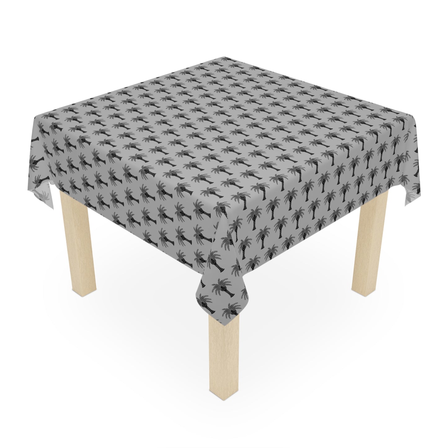Micro Palm Glory/Grey ~ Square Tablecloth, 55" x 55"