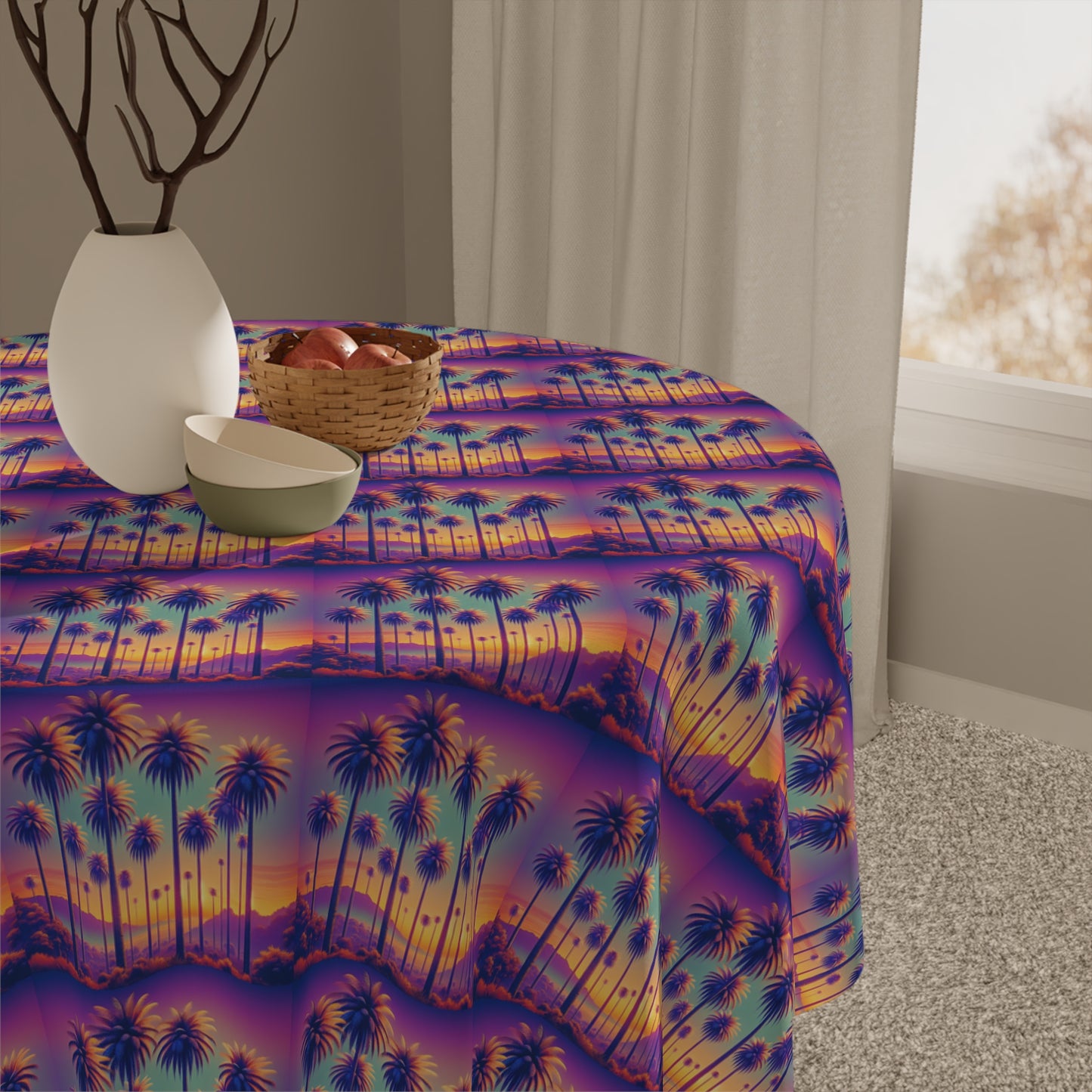 Sunset Palms Repeat / Square Tablecloth, 55" x 55"