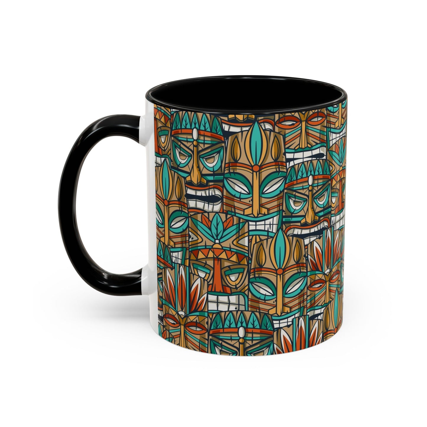 Accent Coffee Mug (11, 15oz), 8 Colors - Turquoise Tiki Party