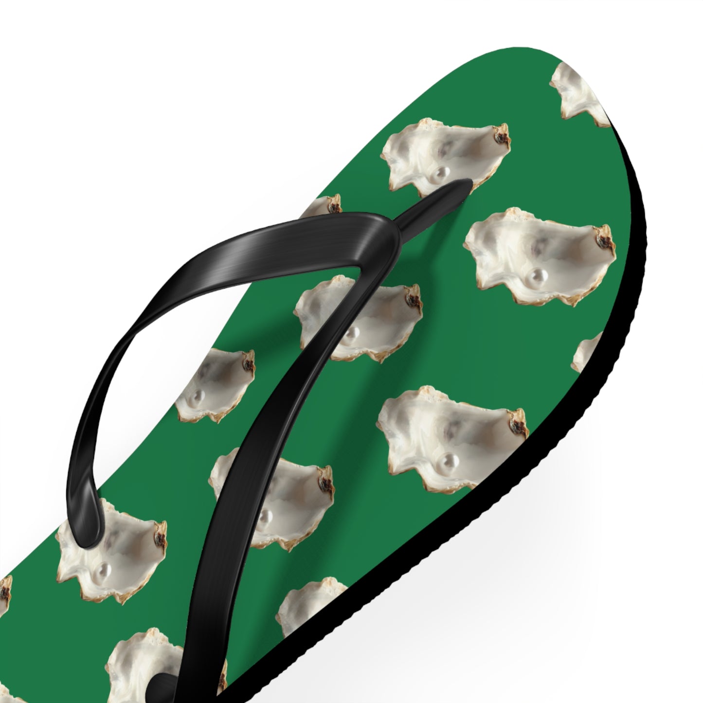 Flip Flops - White Pearl Oyster, dark green