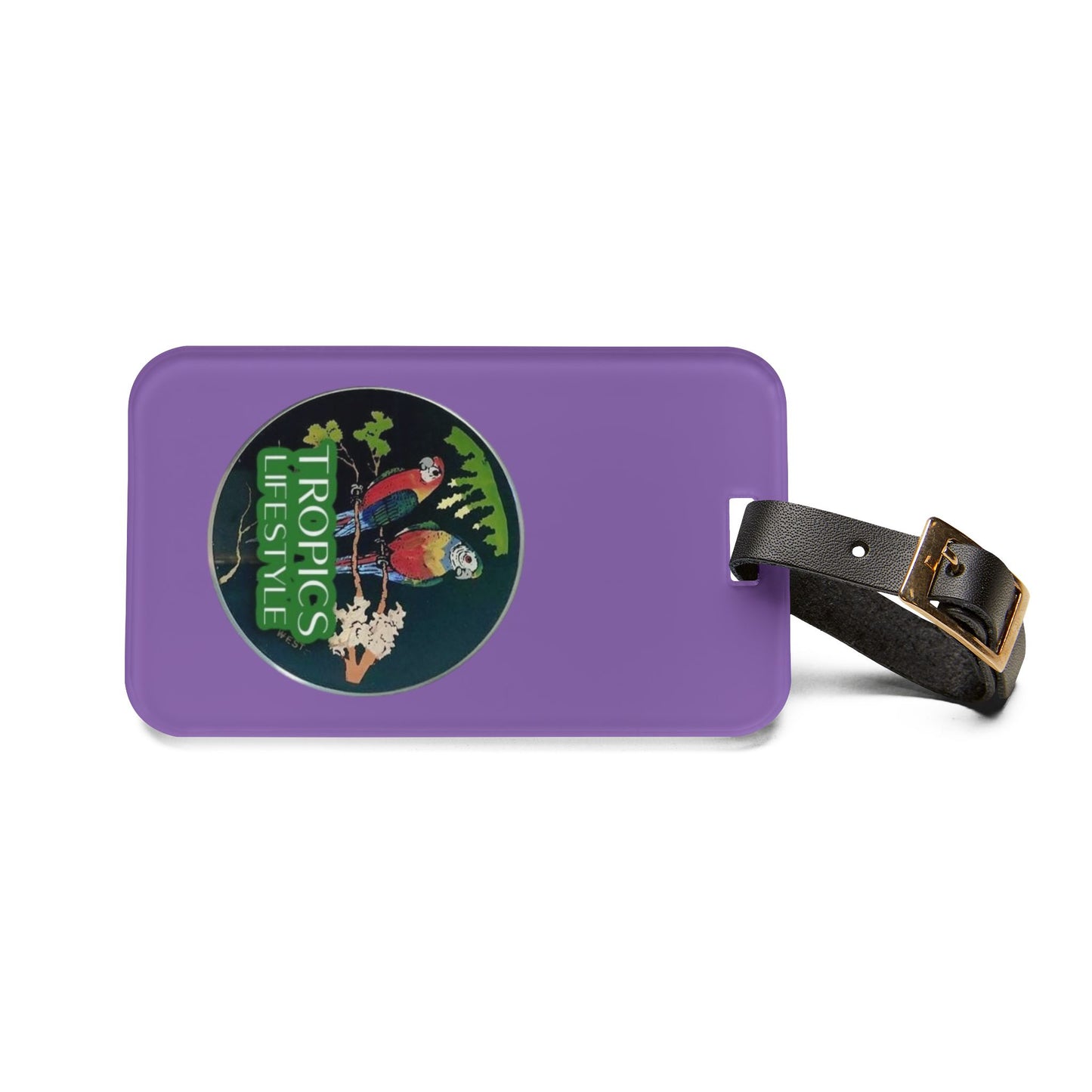 Luggage Tag - Two Brazilian Parrots, lt. purple