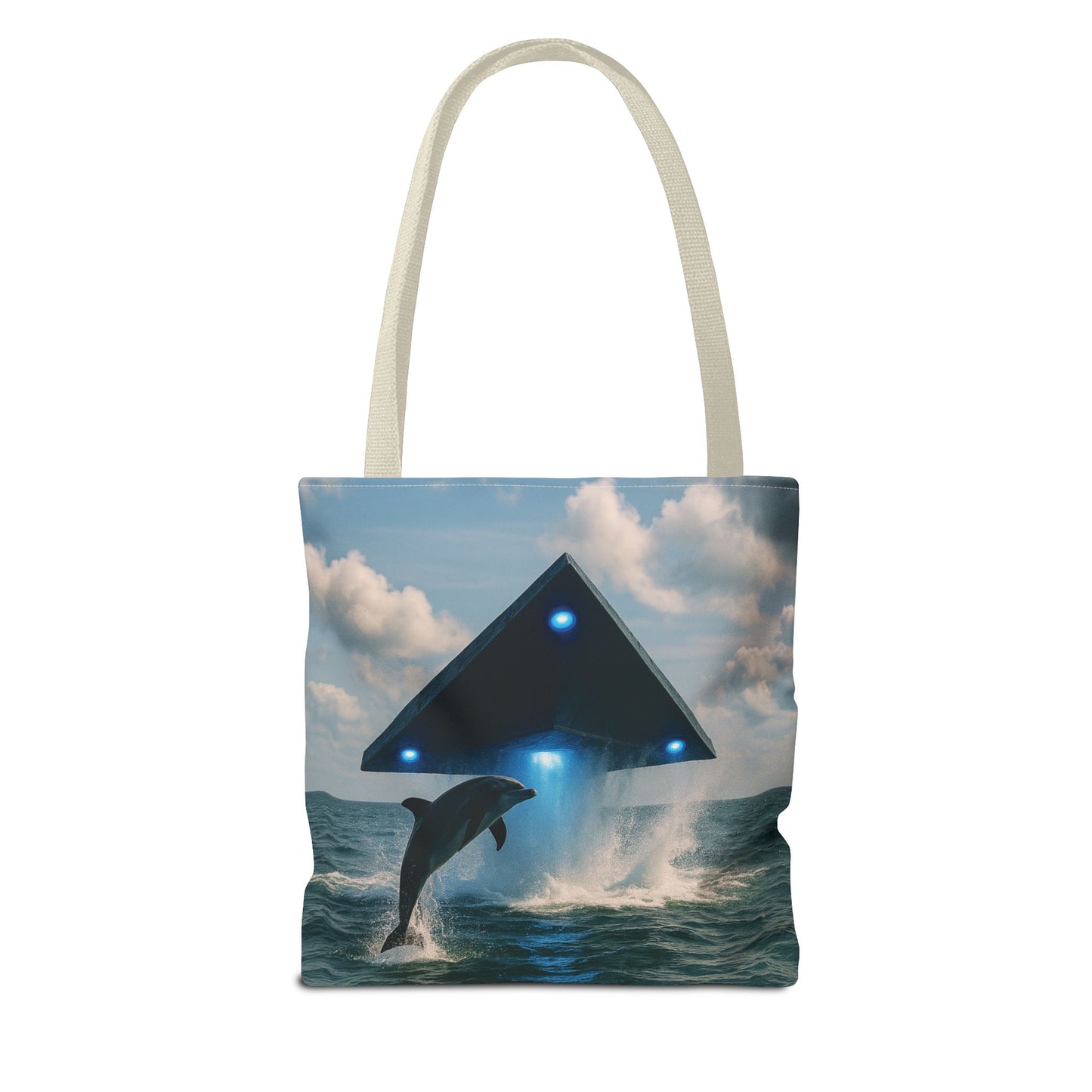 UFO and Dolphin in Ocean Tote Bag - 3 Sizes