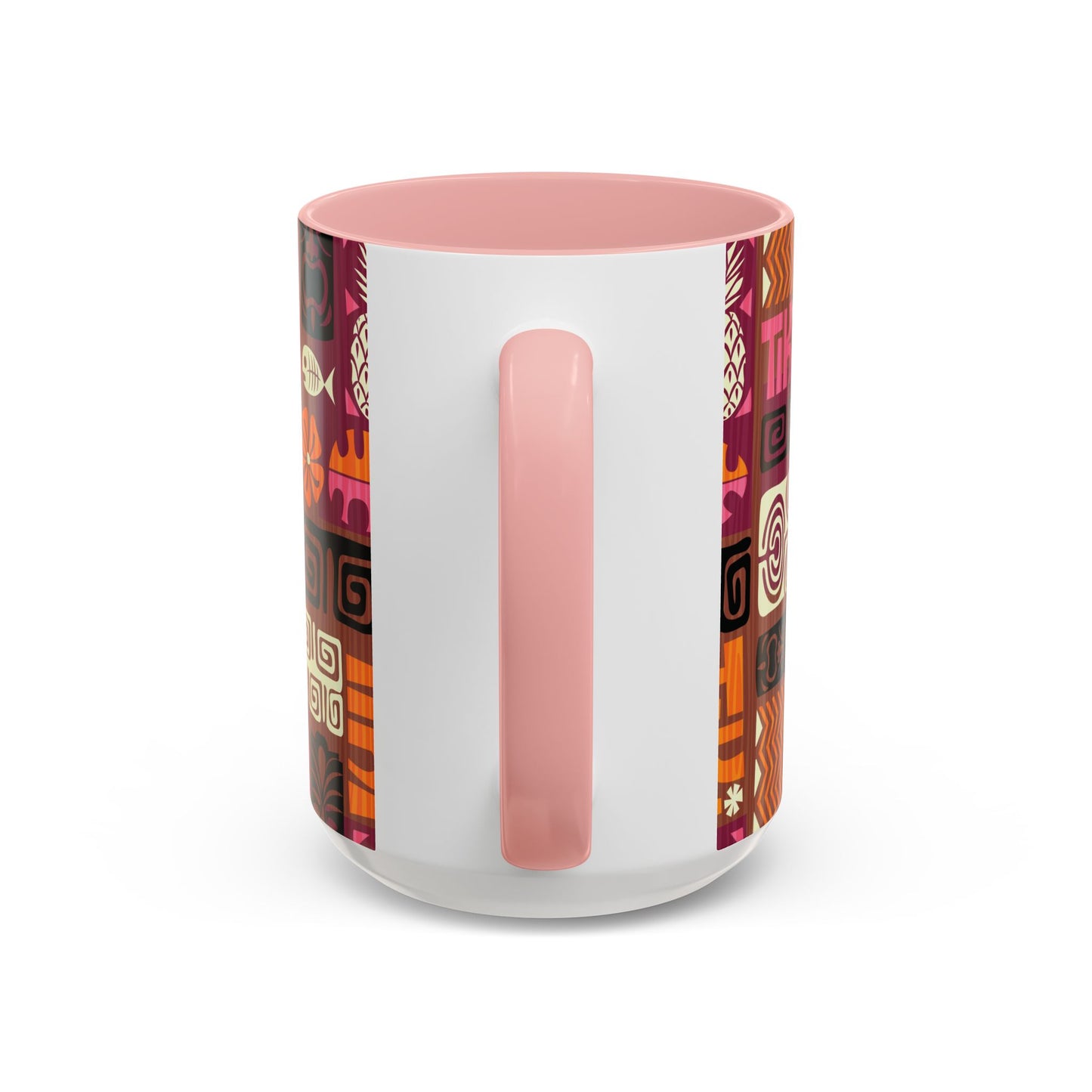 Accent Coffee Mug (11, 15oz), 8 Colors - Tiki Poster Pink/Orange