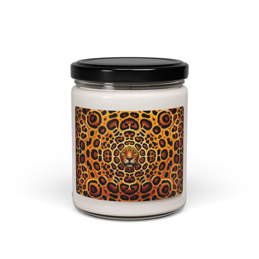 Vibrant Scented Soy Candle - 9oz Eco-Friendly Home Decor / Kaleido Jaguar Spots