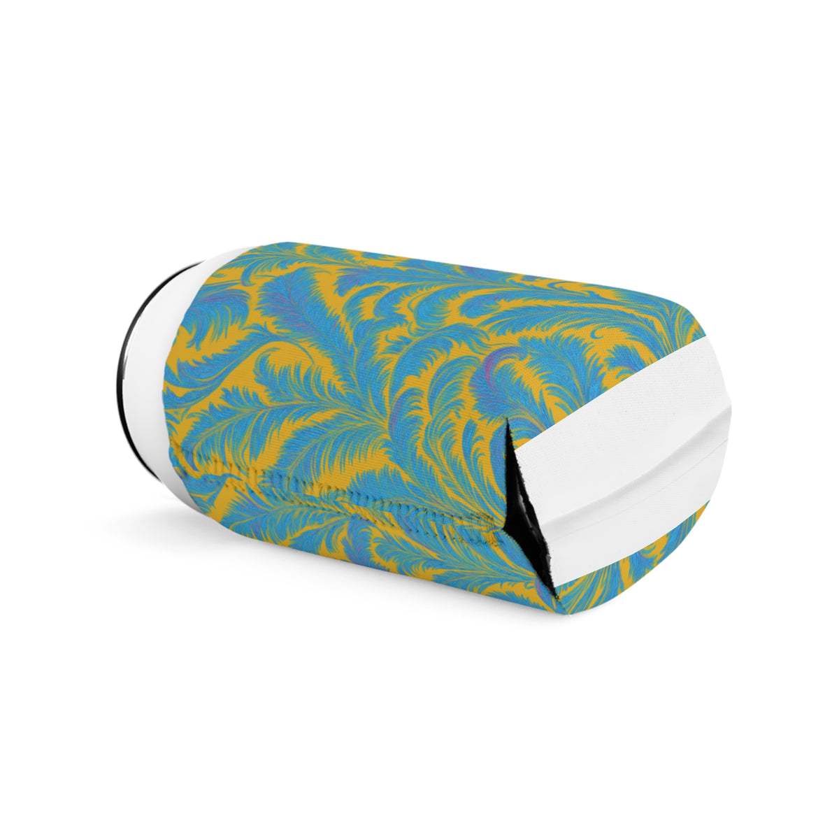 Rocco Blues/Yellow Can Cooler Sleeve - Perfect for Outdoor Picnics