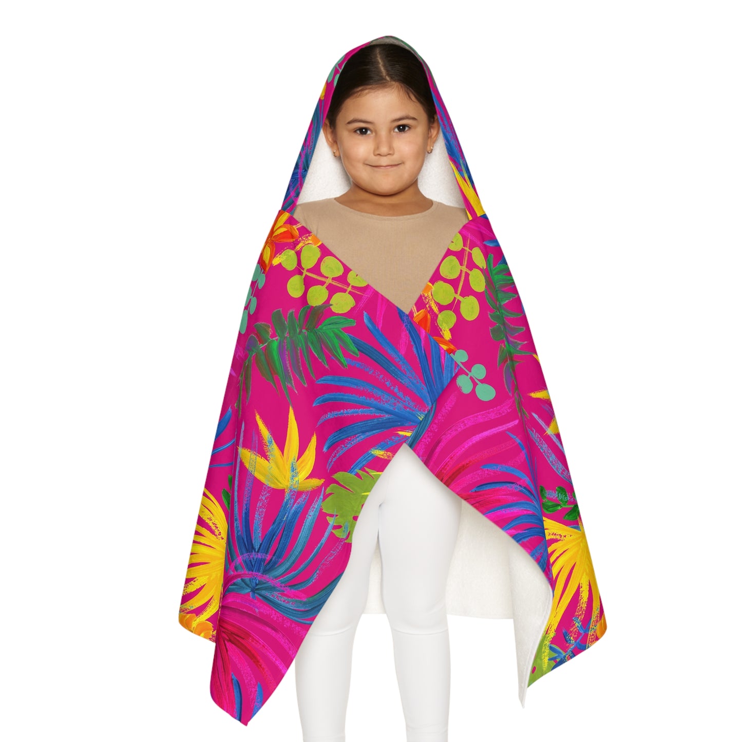 Tropical Kids Hooded Towel - Exotic Flora Design for Beach & Bath