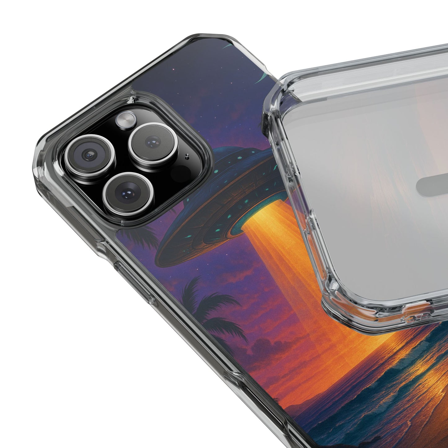 Beach UFO at Night Magnetic Clear Phone Case, Many Models