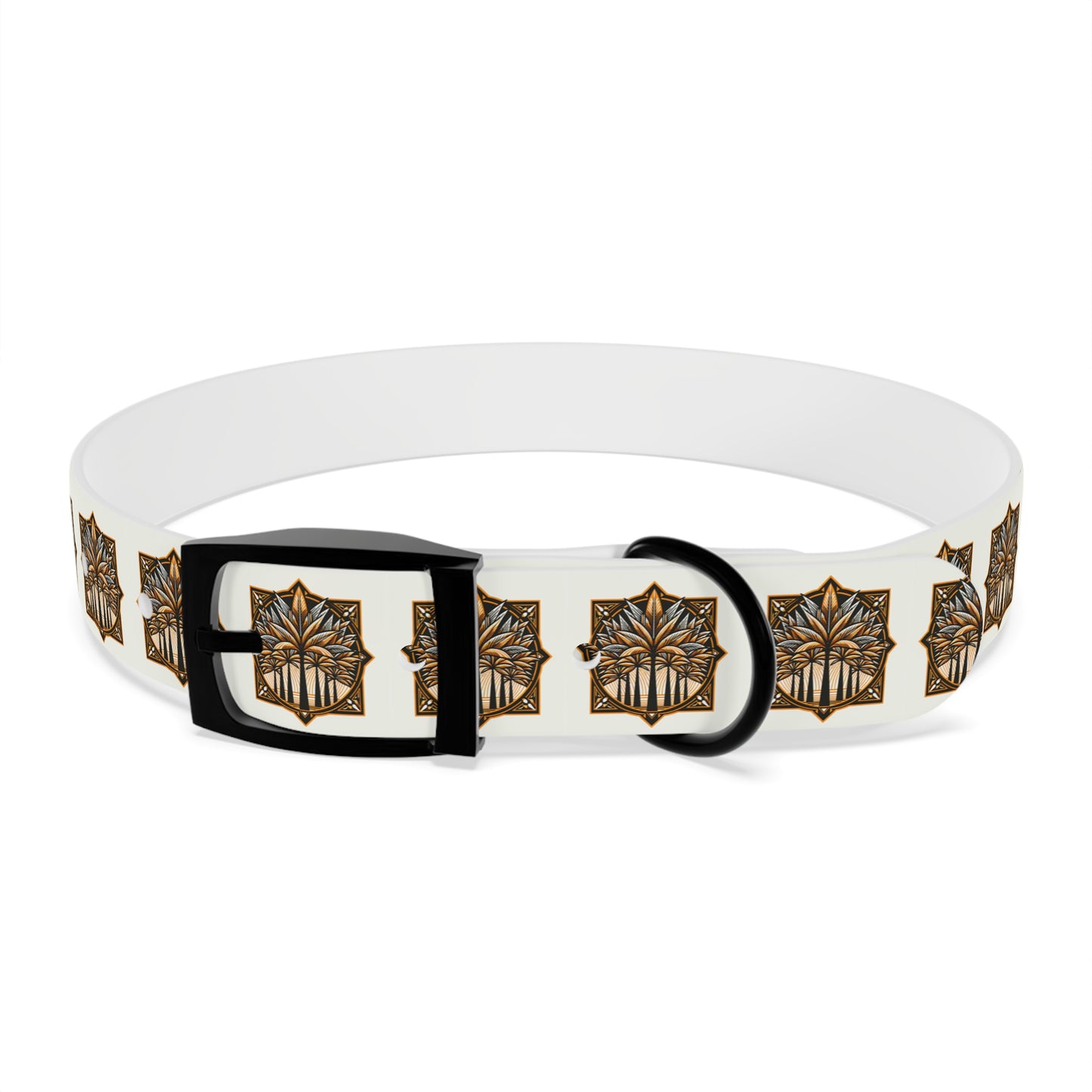 Dog Collar - Deco Palm Trees, Cinnamon