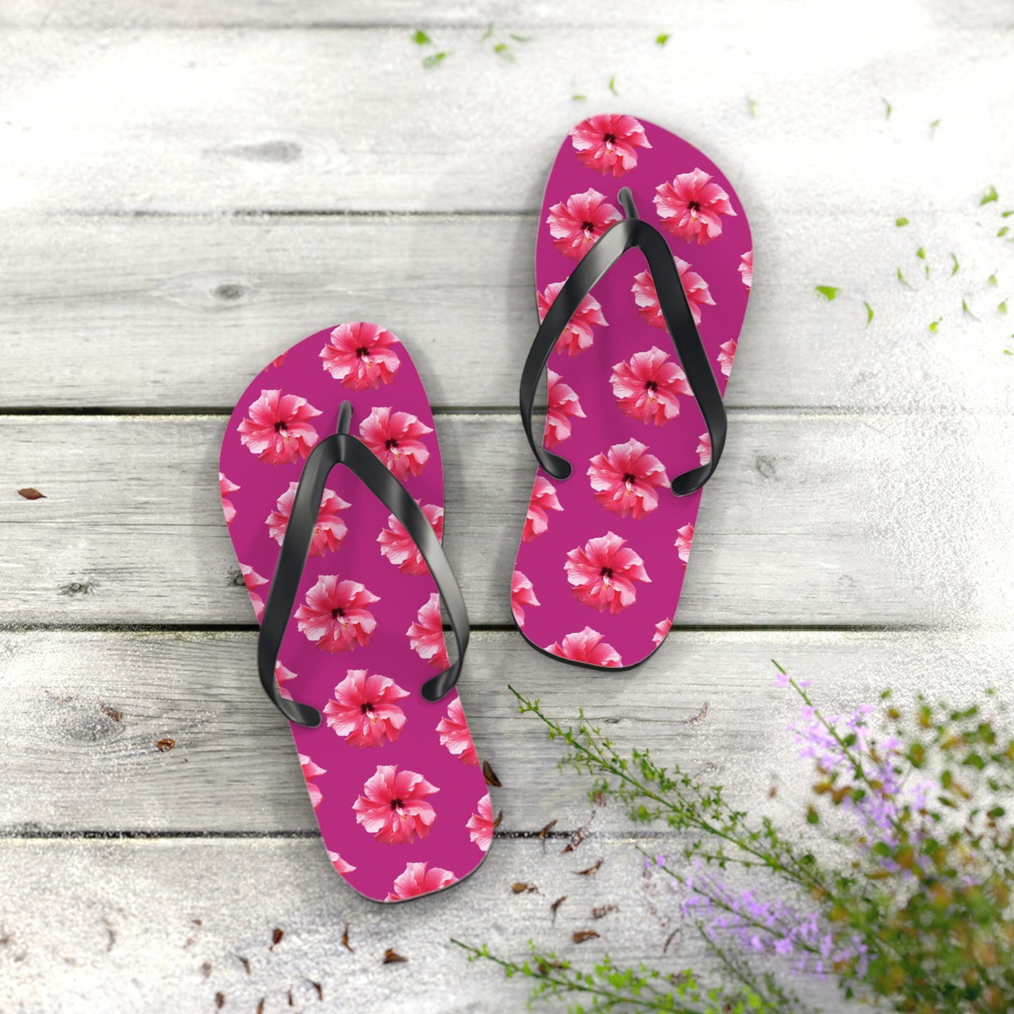 Flip Flops - Pink Hibiscus/Pink