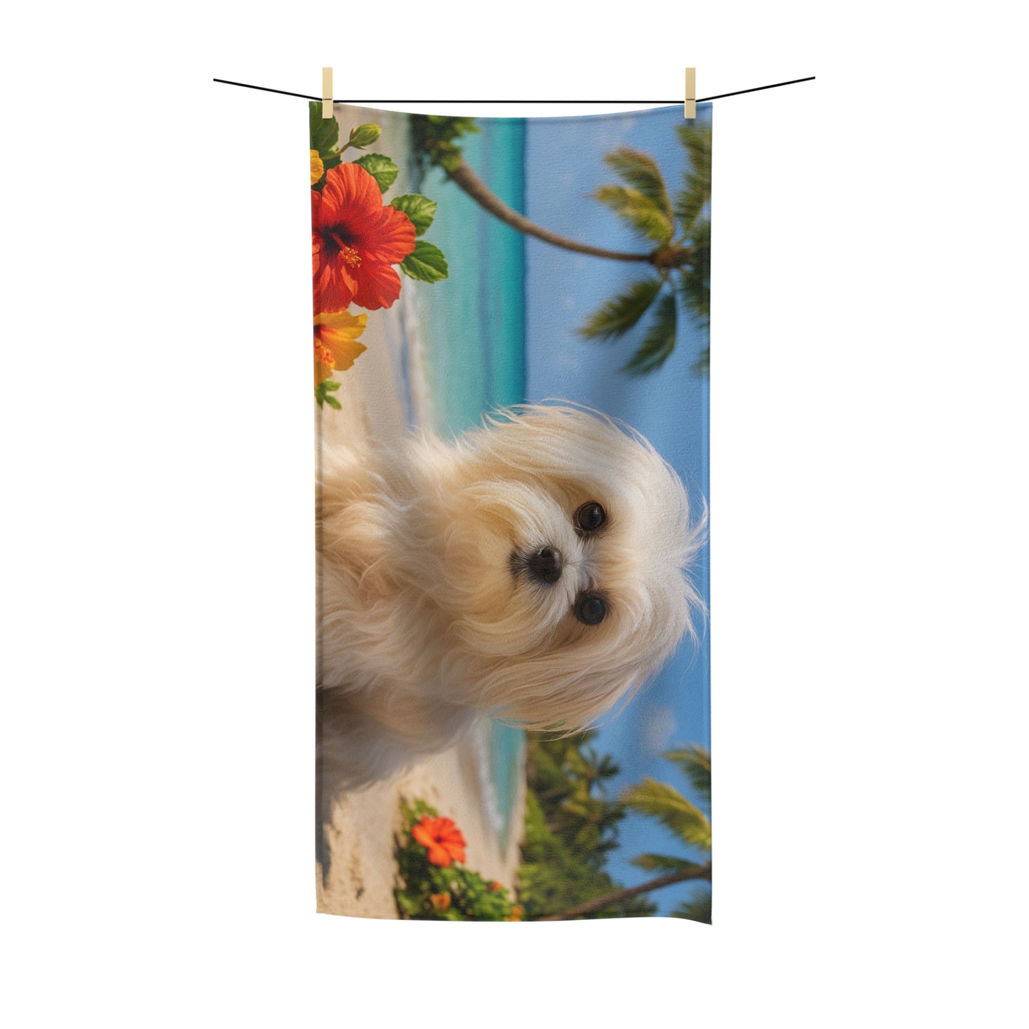 Puppy Ariel on the Beach Polycotton Towel