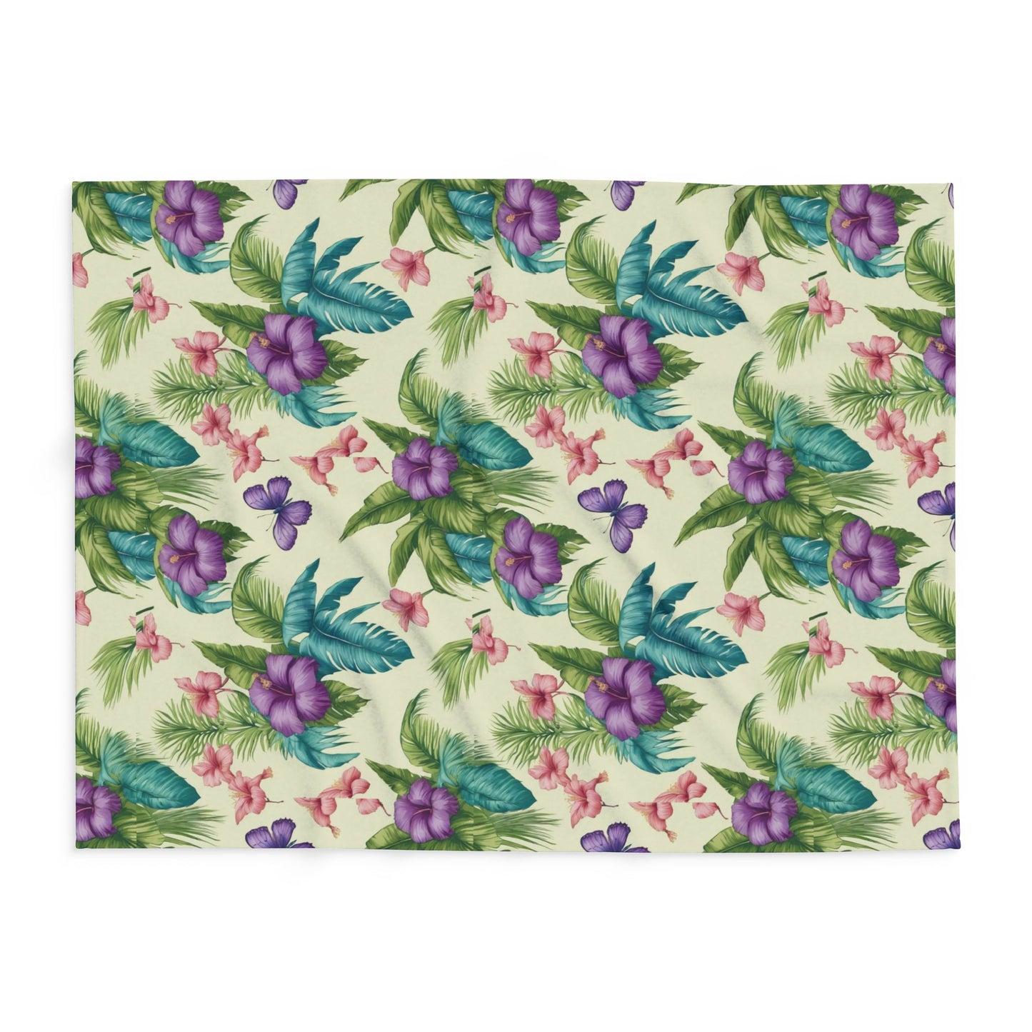 Mary's Garden Toile Fleece Blanket - Colorful Tropical Design