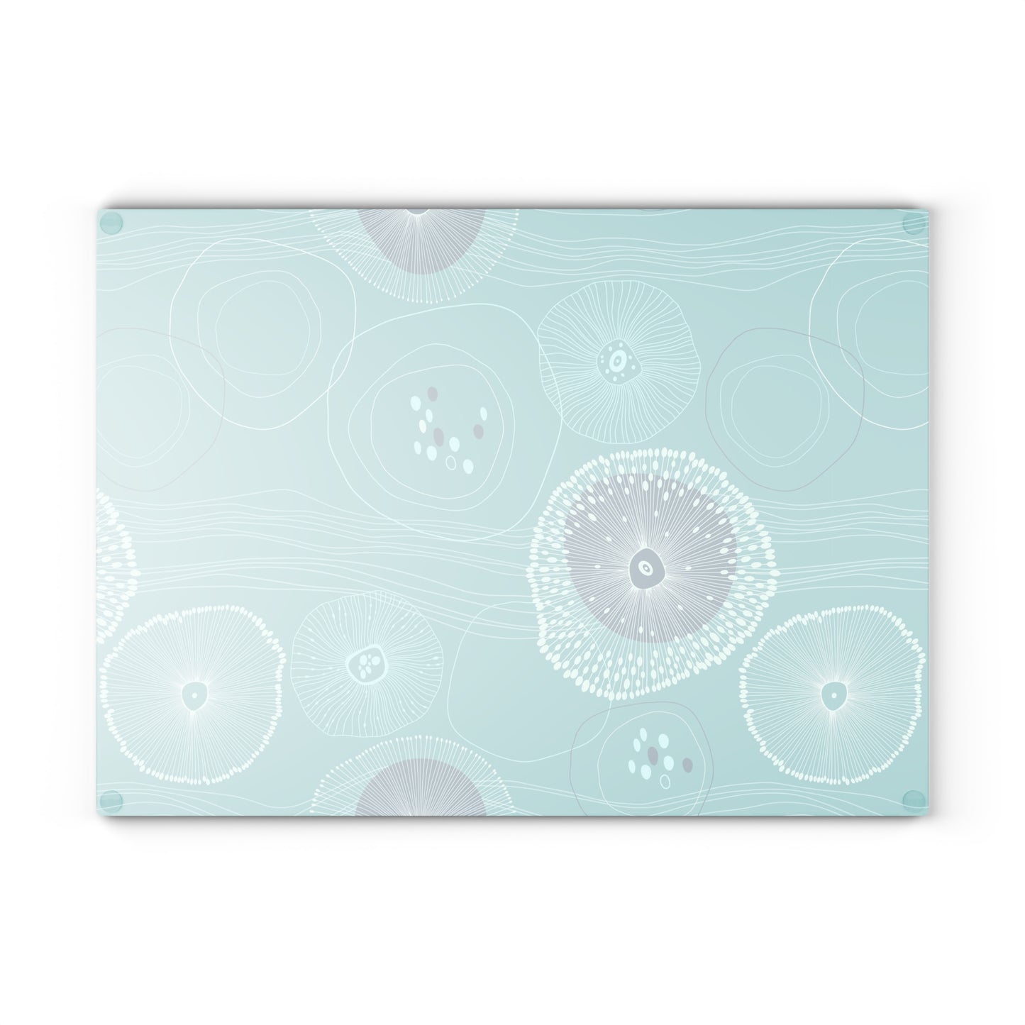 Glass Cutting Board, 2 sizes - Plankton Drift Teal