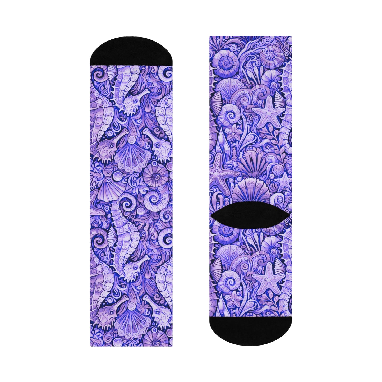 Cushioned Crew Socks - Seahorses, Amethyst