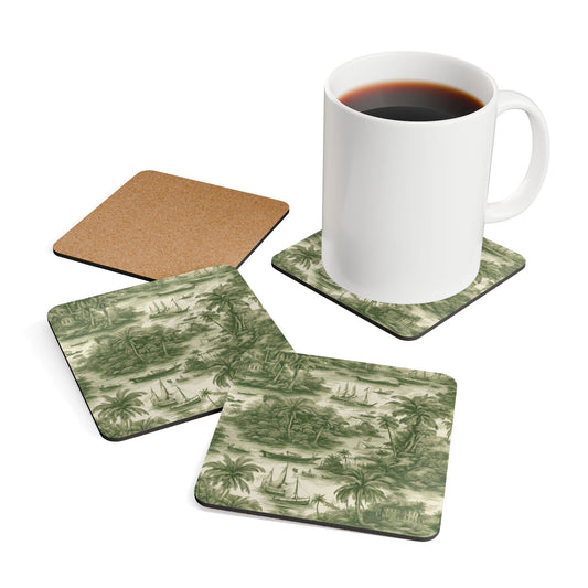 Coaster Set - Tropical Toile #1, Green