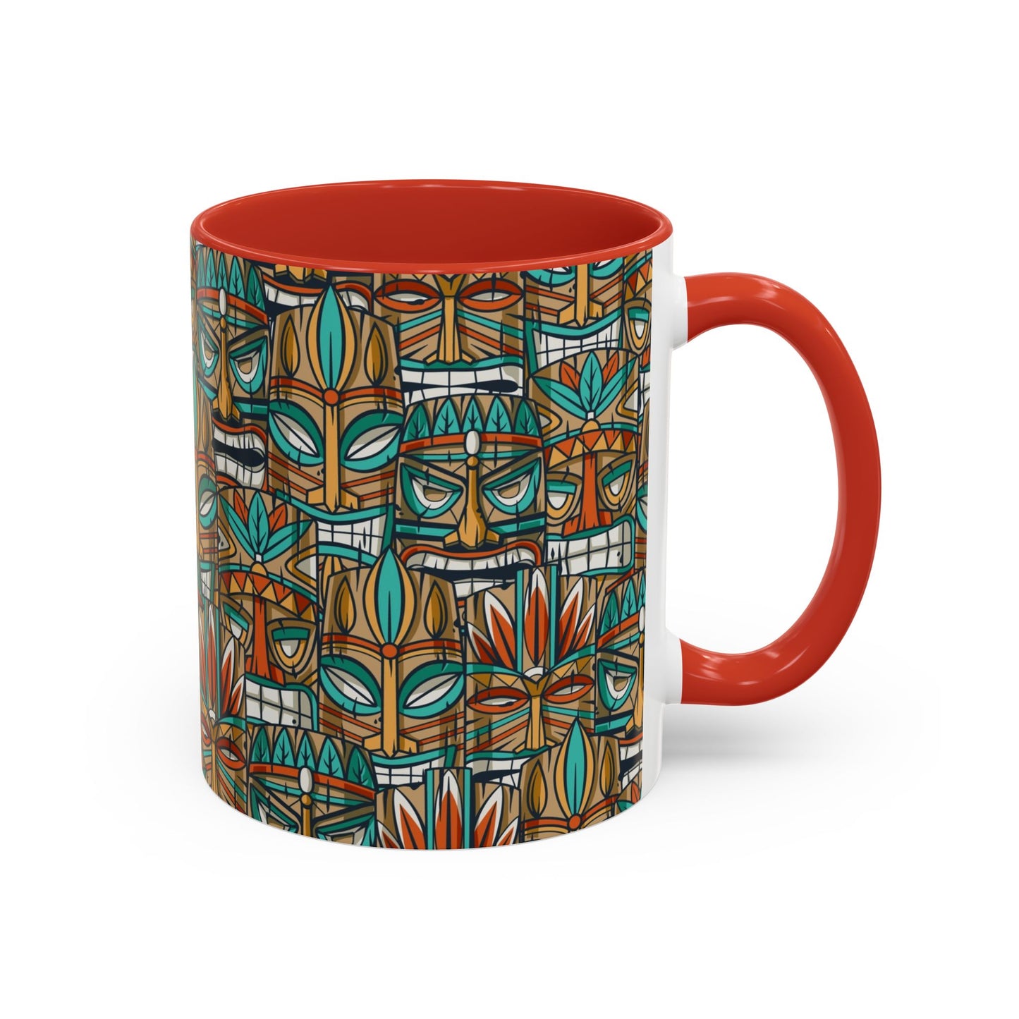 Accent Coffee Mug (11, 15oz), 8 Colors - Turquoise Tiki Party