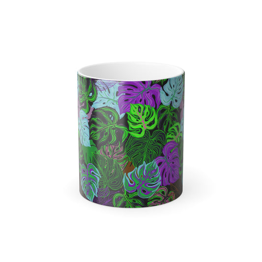 Color Morphing Mug, 11oz, Monstera Party