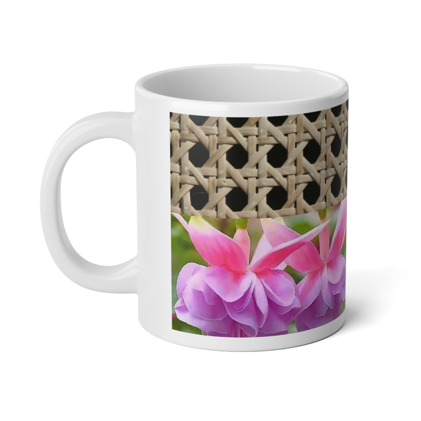 Jumbo Mug, 20oz, Wicker Pink Fuschias | Tropical Coffee Cup
