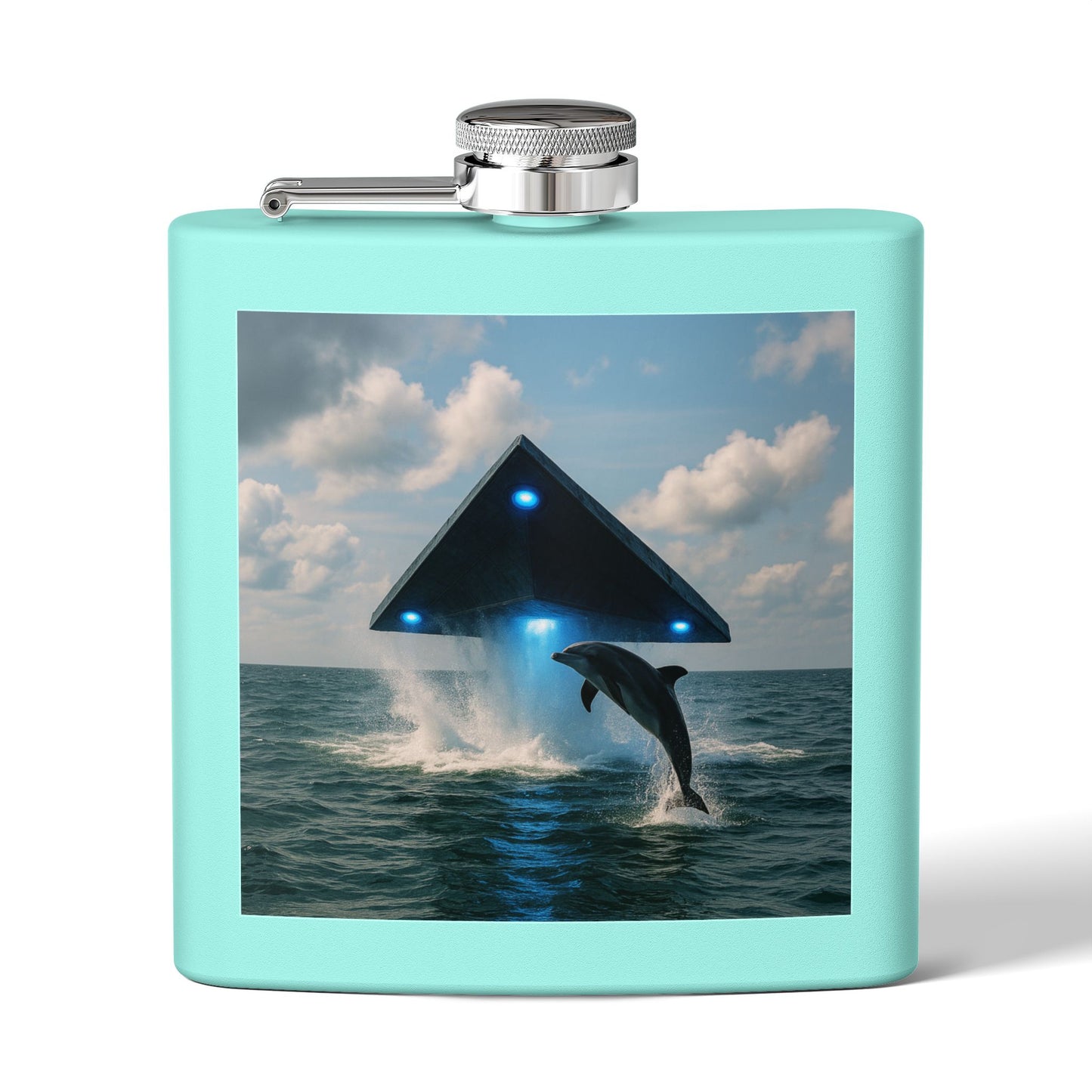 Tropical Stainless Steel 6 oz. Flask, Many Colors  – UFO and Dolphin