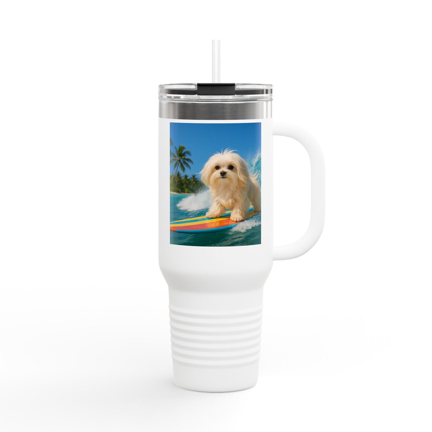 Puppy Ariel the Dog Surfer Insulated Travel Mug - 40oz - Perfect for Outdoor Adventures
