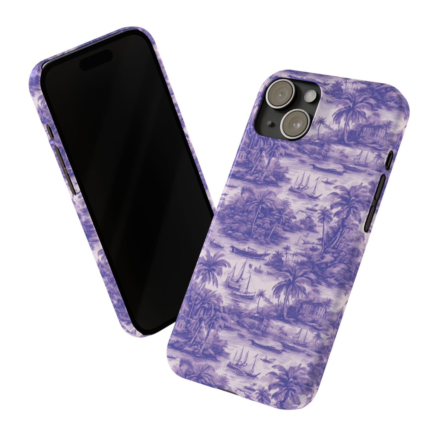 Slim Phone Cases - Tropical Toile #1, purple